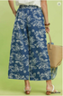 Umgee W Embroidered Chambray Wide Leg Pant LT DENIM