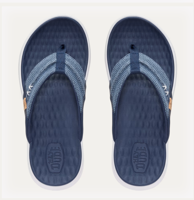 Hey Dude M Finn Braided Flip Flops NAVY