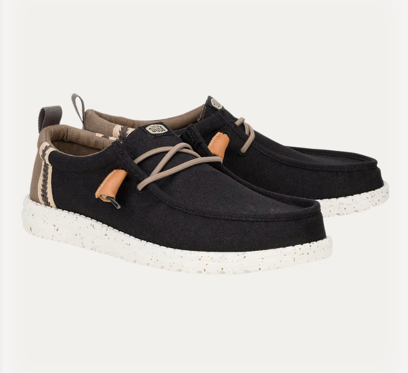 Hey Dude M Wally Craft Linen BLACK / WALNUT