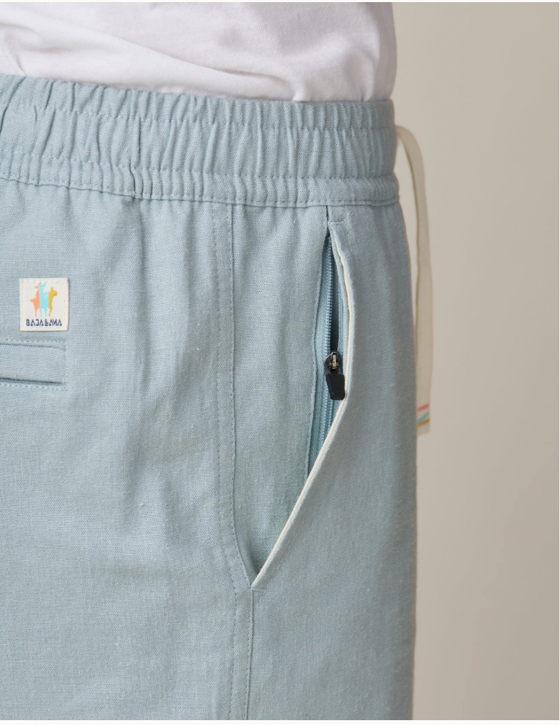 Baja Llama M Linen Shorts TOO BREEZYS - AQUA FADE