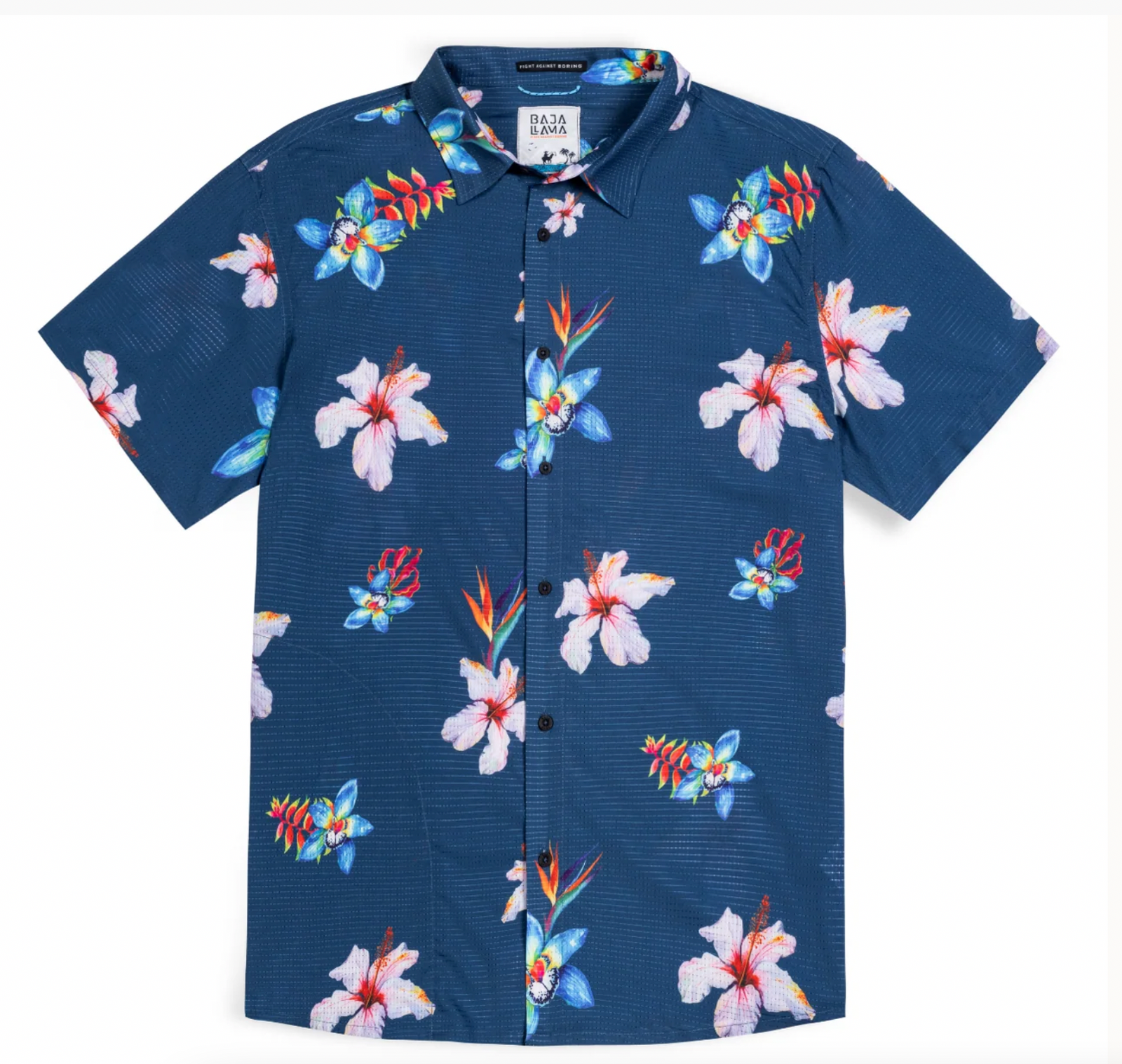 Baja Llama M SS Flower Powers Mojave Shirt BLUE