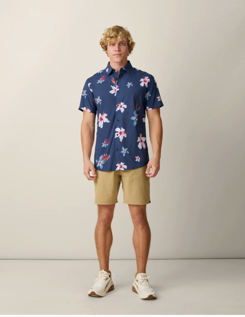 Baja Llama M SS Flower Powers Mojave Shirt BLUE