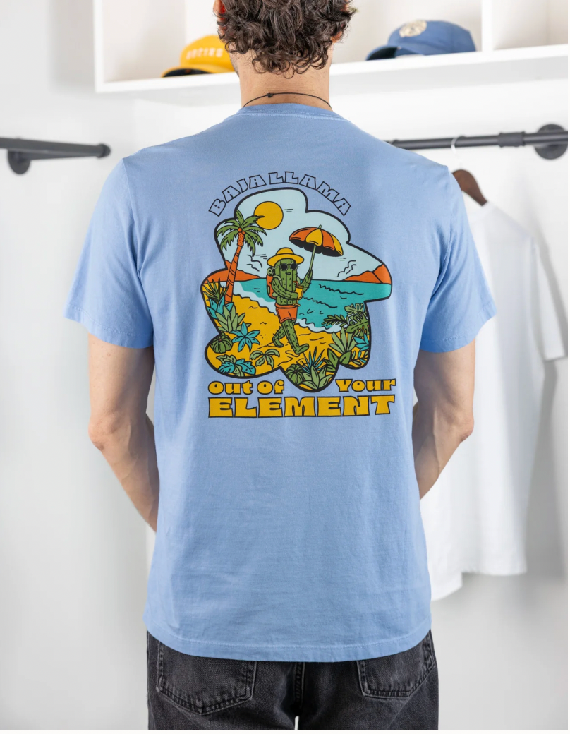 Baja Llama M SS Out of Your Element Tee BLUE
