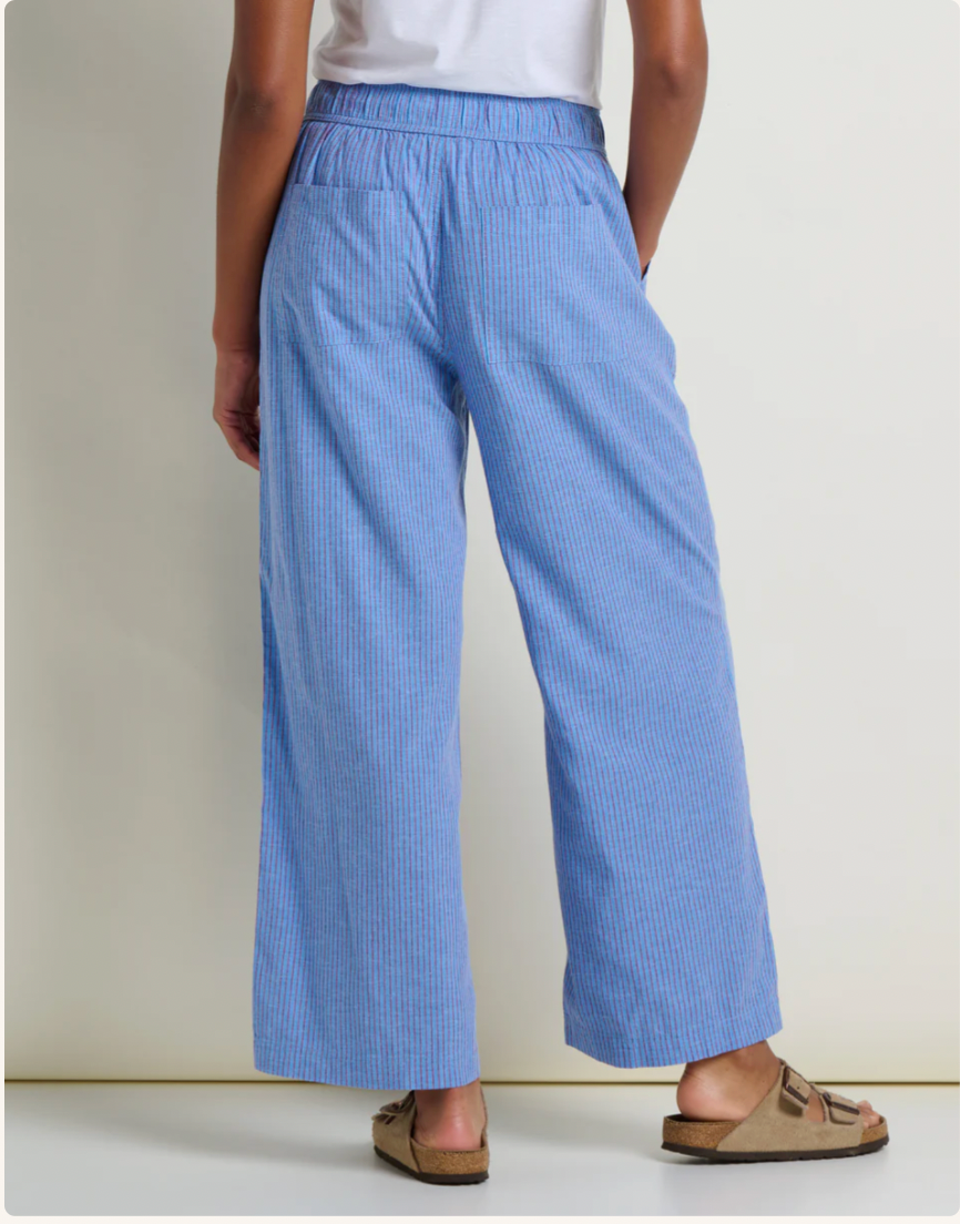 Toad & Co W Taj Hemp Wide Leg Pant BLUE JAY RAILROAD STRIPE
