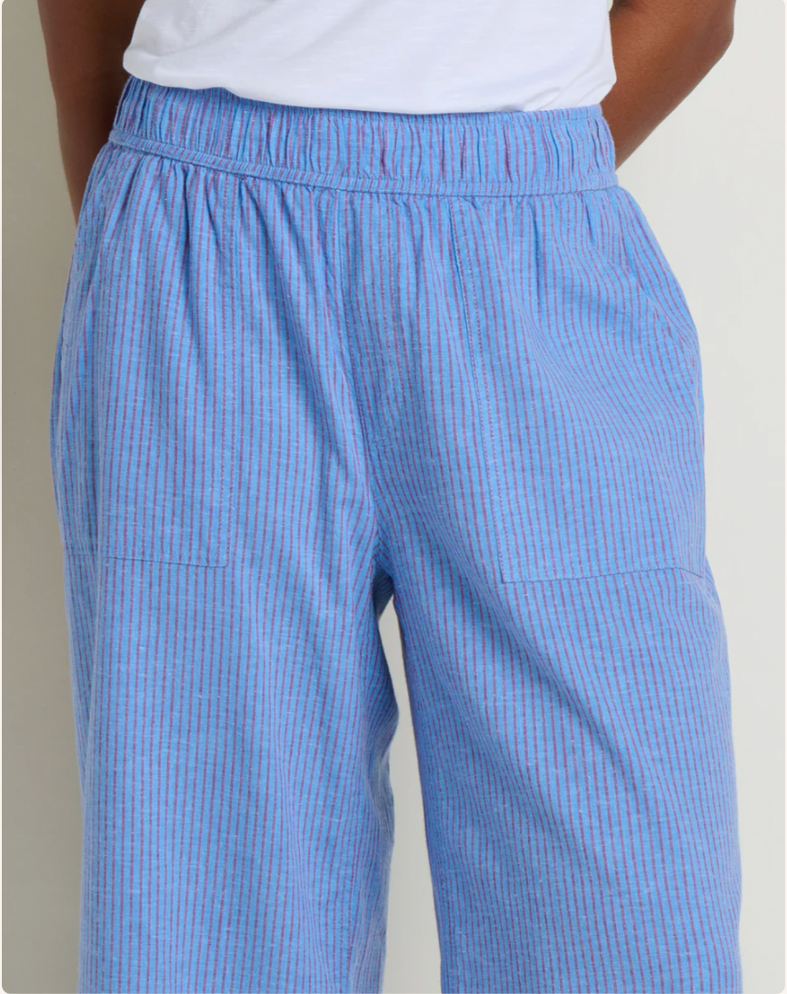 Toad & Co W Taj Hemp Wide Leg Pant BLUE JAY RAILROAD STRIPE