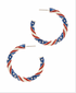 Golden Stella Patriotic Glitter Hoop Earrings RED WHITE BLUE