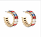 Golden Stella USA Baguette Cut Hoop Earrings RED BLUE