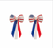 Golden Stella USA Flag Color Bow & Tails Earrings RED WHITE BLUE