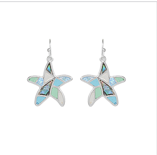 Golden Stella Starfish Abalone Earrings SILVER