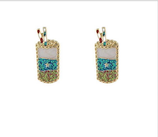 Golden Stella Can & Straw Earrings MULTI