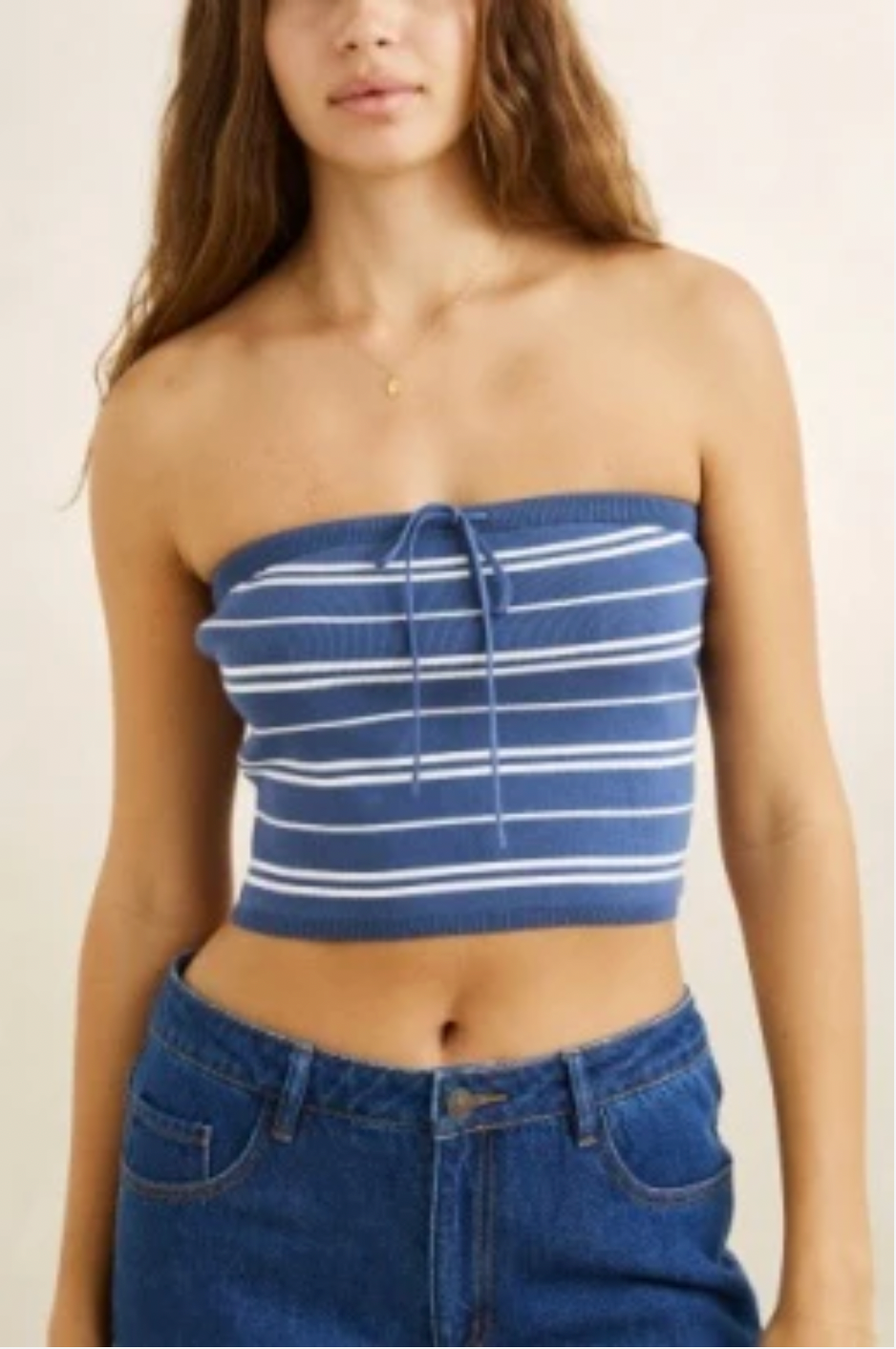 Rhythm W Vista Stripe Strapless Knit Top DARK BLUE