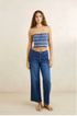 Rhythm W Vista Stripe Strapless Knit Top DARK BLUE