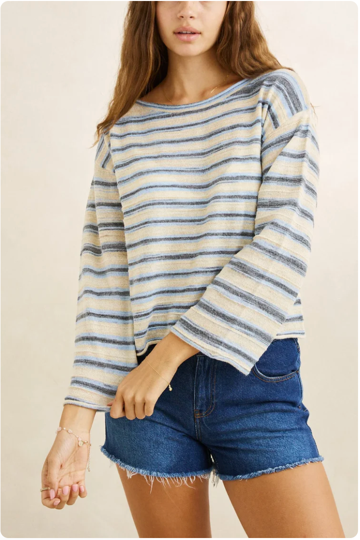 Rhythm W Belle Crew Knit Sweater BLUE