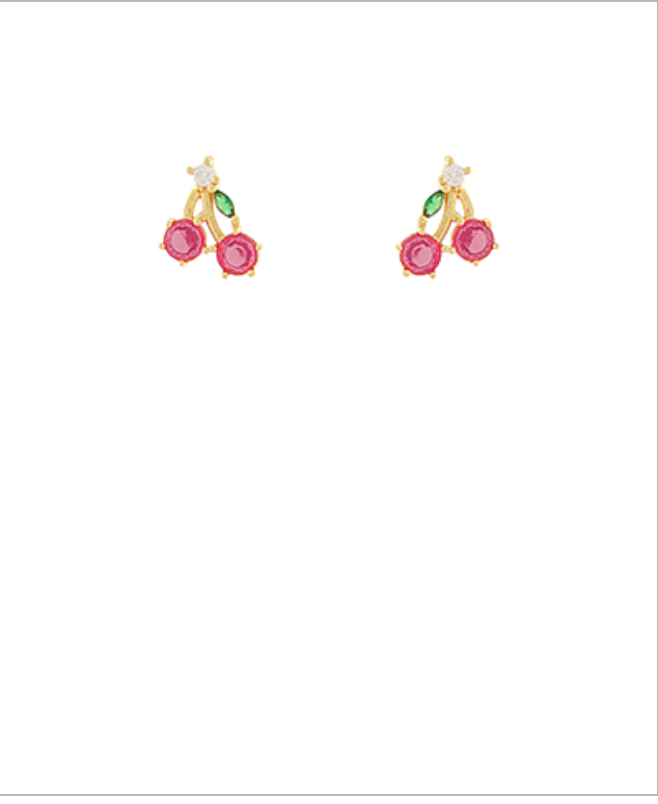 Golden Stella Cherry Stud Earrings RED/GOLD