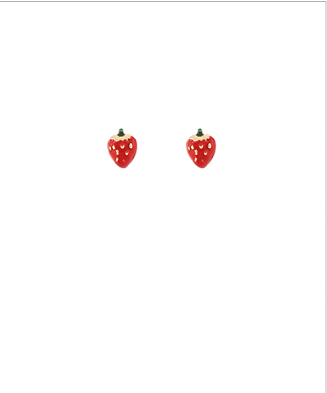 Golden Stella Strawberry Stud Earrings RED