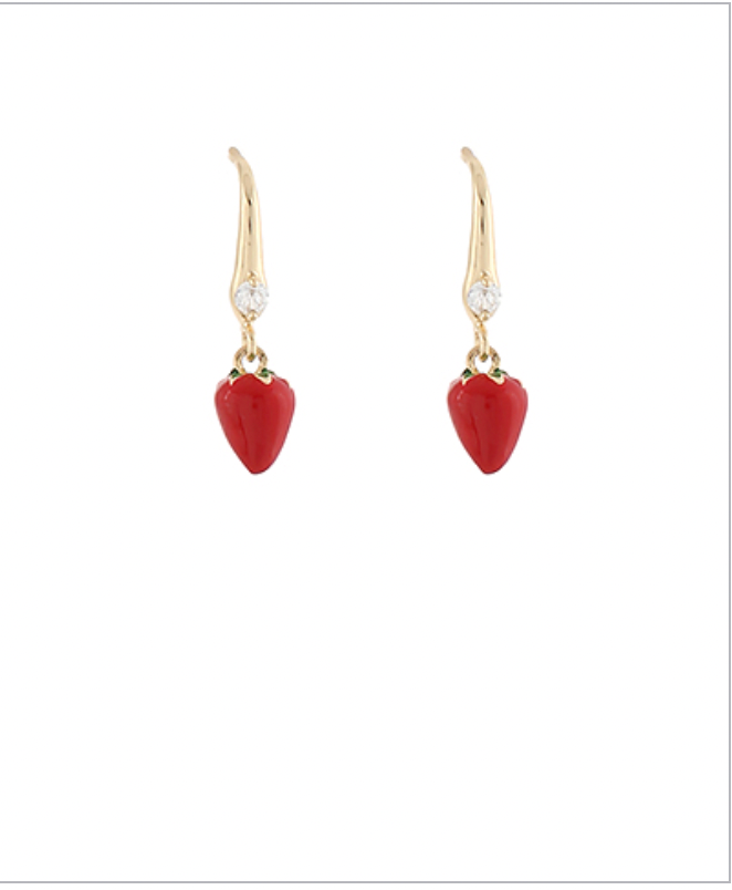 Golden Stella Strawberry Dangle Earrings GOLD
