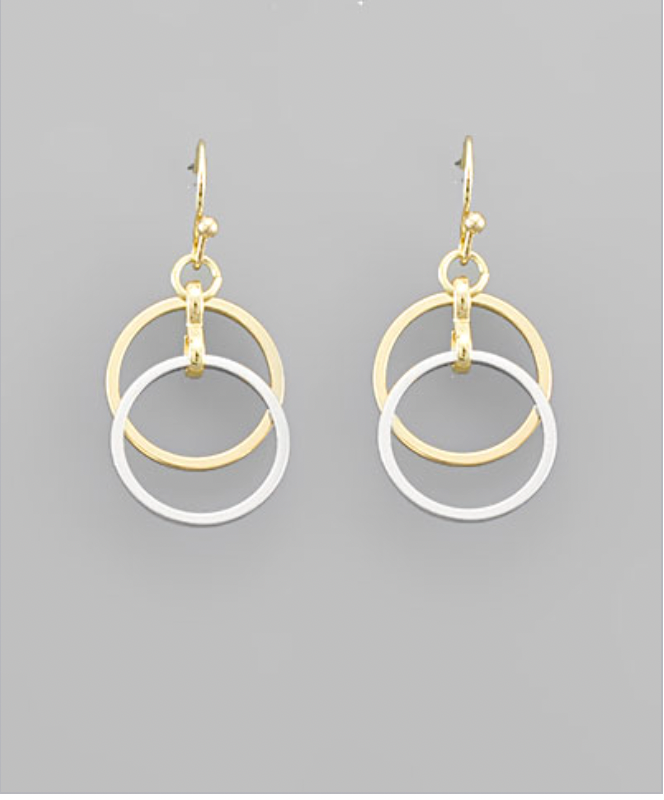 Golden Stella Double Circle Earring TWOTONE