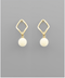Golden Stella Rhombus Pom Pom Earrings WHITE