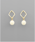 Golden Stella Rhombus Pom Pom Earrings WHITE