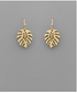 Golden Stella Hammered Tropical Palm Leaf Earrings GOLD