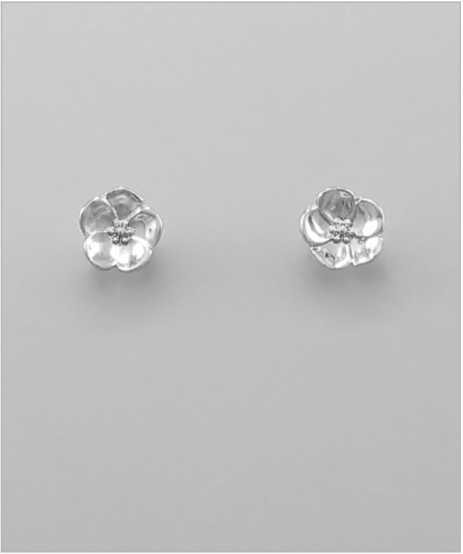 Golden Stella Flower Studs RHODIUM