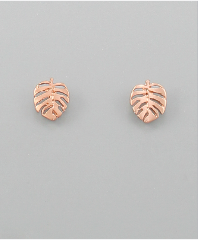 Golden Stella Tropical Leaf Studs ROSE GOLD