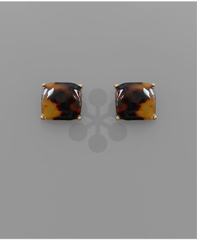 Golden Stella Acrylic Square Studs TORTOISE