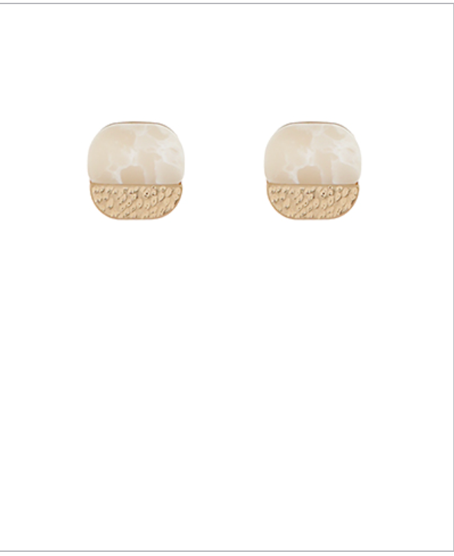 Golden Stella Stone Square Studs IVORY/GOLD