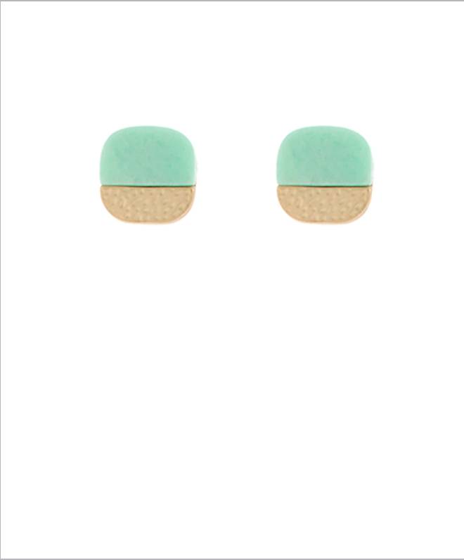 Golden Stella Stone Square Studs AMAZONITE/GOLD