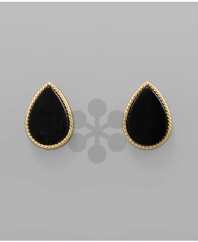 Golden Stella Teardrop Post Earrings BLACK/GOLD
