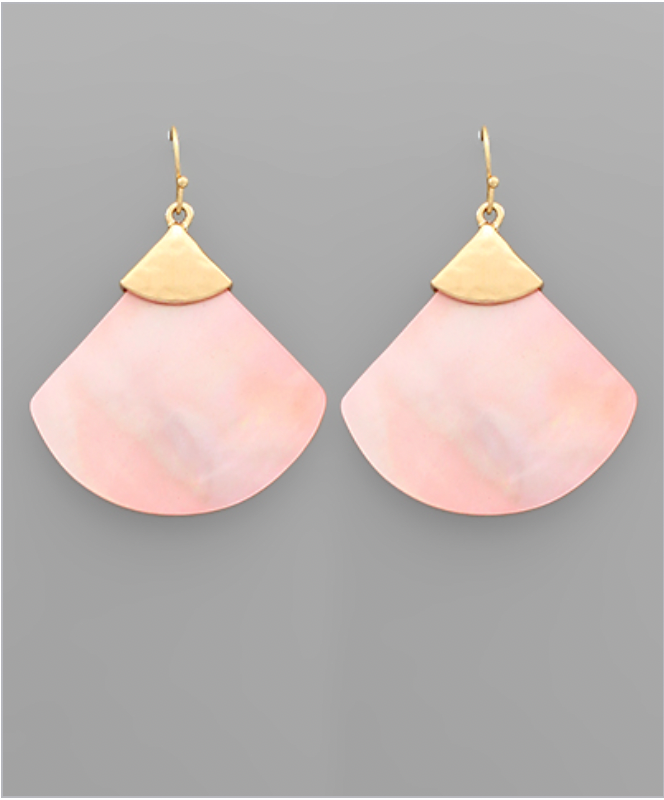 Golden Stella Capped Fan Shell Earrings PINK