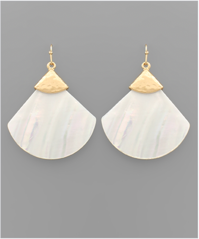 Golden Stella Capped Fan Shell Earrings IVORY