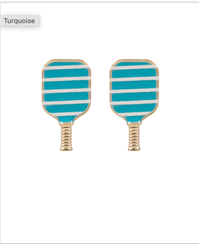 Golden Stella Stripe Pickleball Paddle Earrings TURQUOISE/WHITE