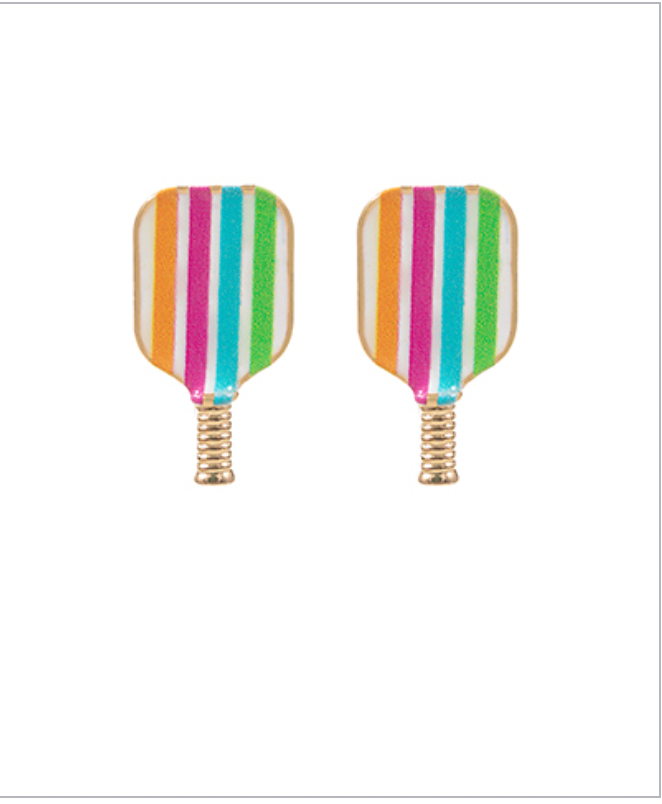 Golden Stella Stripe Pickleball Paddle Earrings MULTI