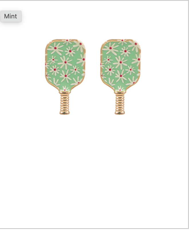 Golden Stella Floral Pickleball Paddle Earrings MINT FLORAL