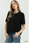 Umgee W SS Knit Cardigan Top BLACK