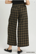 Umgee W Plaid Wide Leg Pants HUNTER GREEN