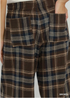 Umgee W Linen Plaid Wide Leg Crop Pants BROWN