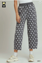 Umgee W Polka Dot Print Barrel Pants GREY