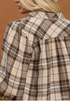 Umgee W Plaid Split Neck Blouse ECRU