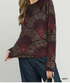 Umgee W LS Velvet Burn Out Top NAVY