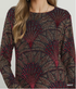 Umgee W LS Velvet Burn Out Top NAVY