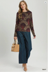 Umgee W LS Velvet Burn Out Top NAVY