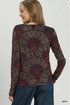 Umgee W LS Velvet Burn Out Top NAVY