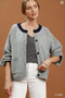 Umgee W Contrast Trim Cardigan HEATHER GREY
