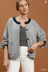 Umgee W Contrast Trim Cardigan HEATHER GREY