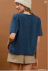Umgee W SS Knit Cardigan Top DENIM BLUE