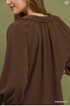 Umgee W Collared Split V-Neck Top CHOCOLATE