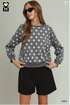 Umgee W Polka Dot Printed Pullover GREY
