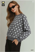 Umgee W Polka Dot Printed Pullover GREY